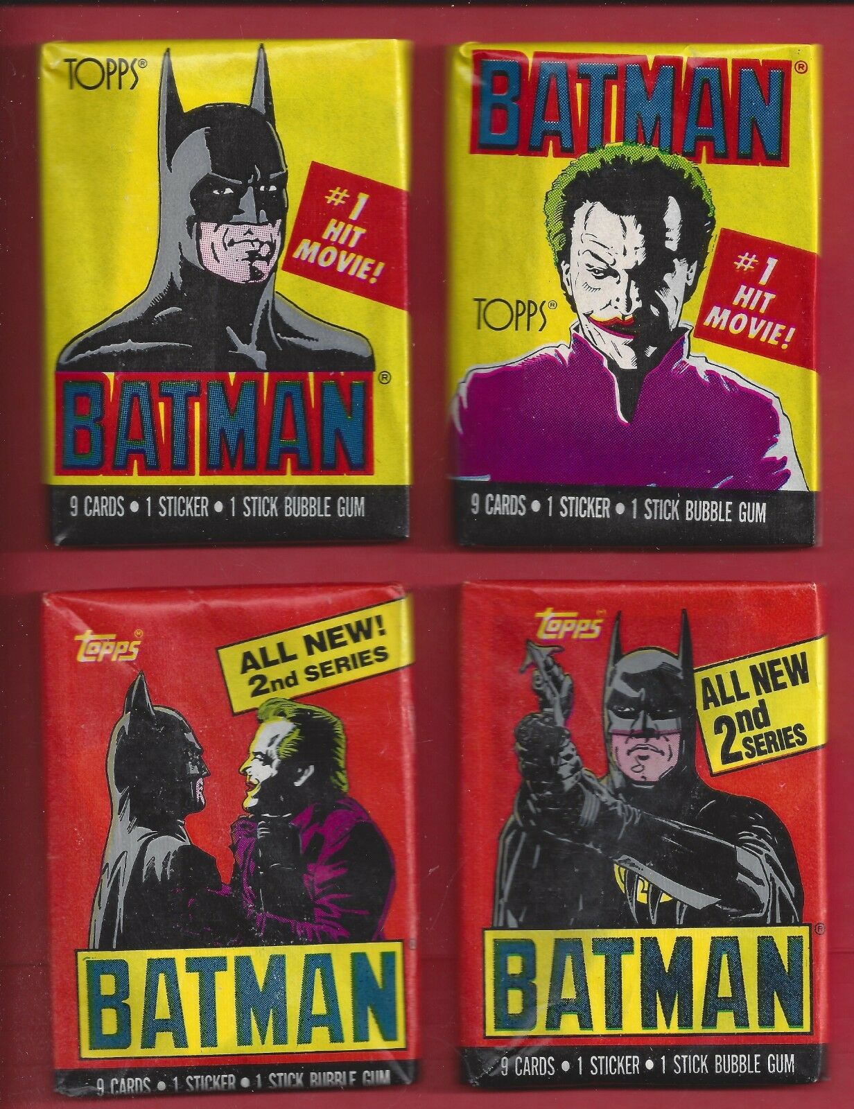 1989 Topps Batman 1st And 2nd Series Lot Of 4 Different Wax Packs